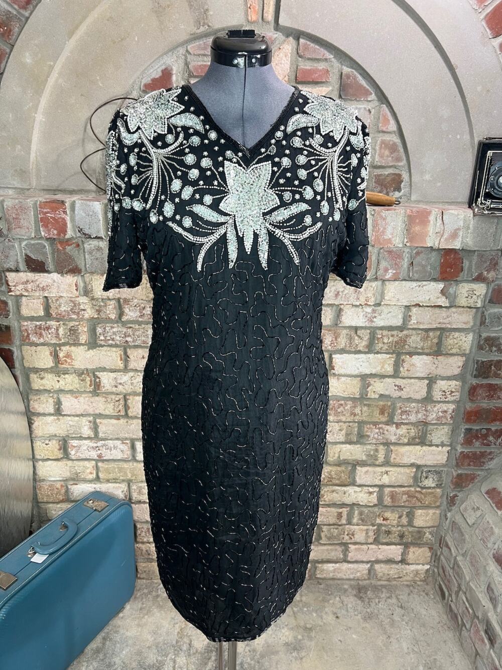 formal dress prom beaded silk 1990s NWT